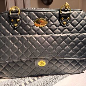 Black Quilted Dog Bag/Carrier with Gold Hardware! New!